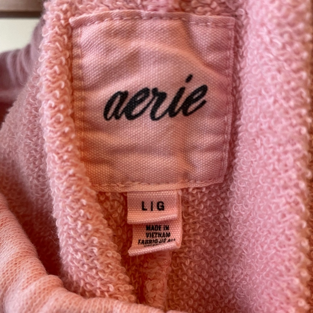 Aerie Pastel Pink Terry Drawstring Sweat Shorts - Picture 3 of 9